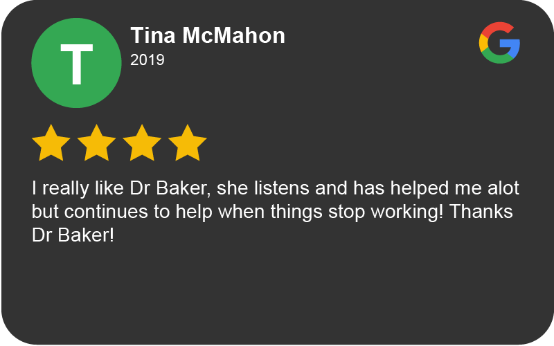 Tina-McMahon-4-star-review-of-Dr.-Baker